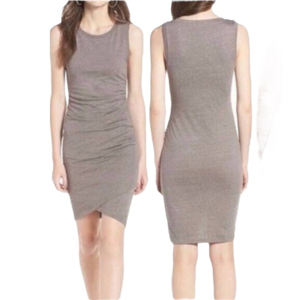 Leith Ruched Sleeveless Brown Bodycon Dress Size Small